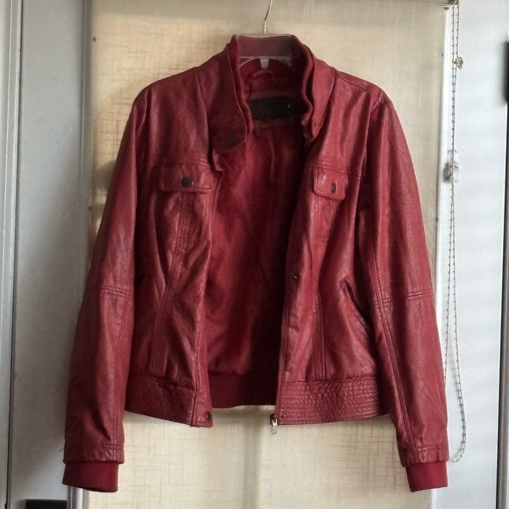 Ci Sono Women's Deep Red Leather Jacket